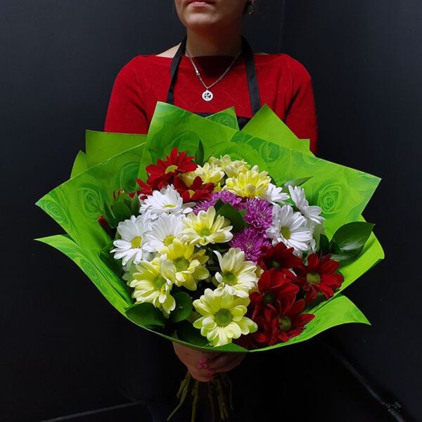 Букет хризантем «Микс ромашек» Доставка цветов в Новосибирске 5