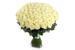 101 белая роза 60 см Доставка цветов в Новосибирске