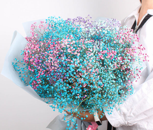 БУКЕТ ИЗ ЦВЕТНОЙ ГИПСОФИЛЫ «ОБЛАКО» Доставка цветов в Новосибирске 2