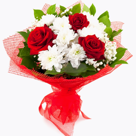 Букет из роз и хризантем «Маленькая прелесть» Доставка цветов в Новосибирске 5
