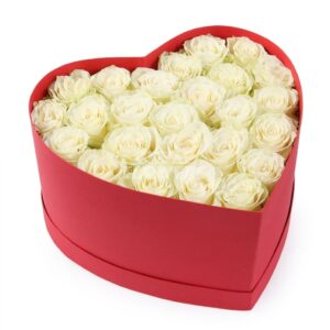 Сердце из 25 белых роз Доставка цветов в Новосибирске