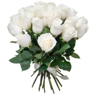 25 белых роз 50 см с большим бутоном Доставка цветов в Новосибирске