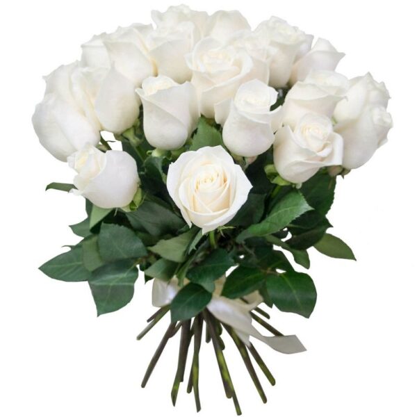 25 белых роз 50 см с большим бутоном Доставка цветов в Новосибирске 2