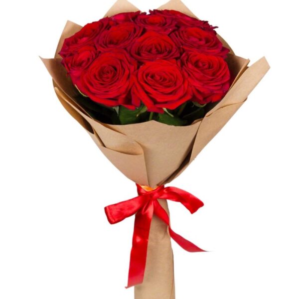 13 роз в упаковке крафт Доставка цветов в Новосибирске 5