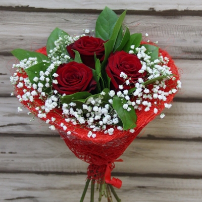 Мини букет из 3 роз (цвет роз на выбор)+БЕСПЛАТНАЯ ДОСТАВКА Доставка цветов в Новосибирске 2